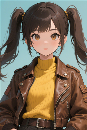 皮衣夹克风格动漫女孩图片